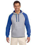  Jerzees NuBlend Colorblock Raglan Pullover Hood-Men's Layering-Jerzees-Oxford/Royal-S-Thread Logic