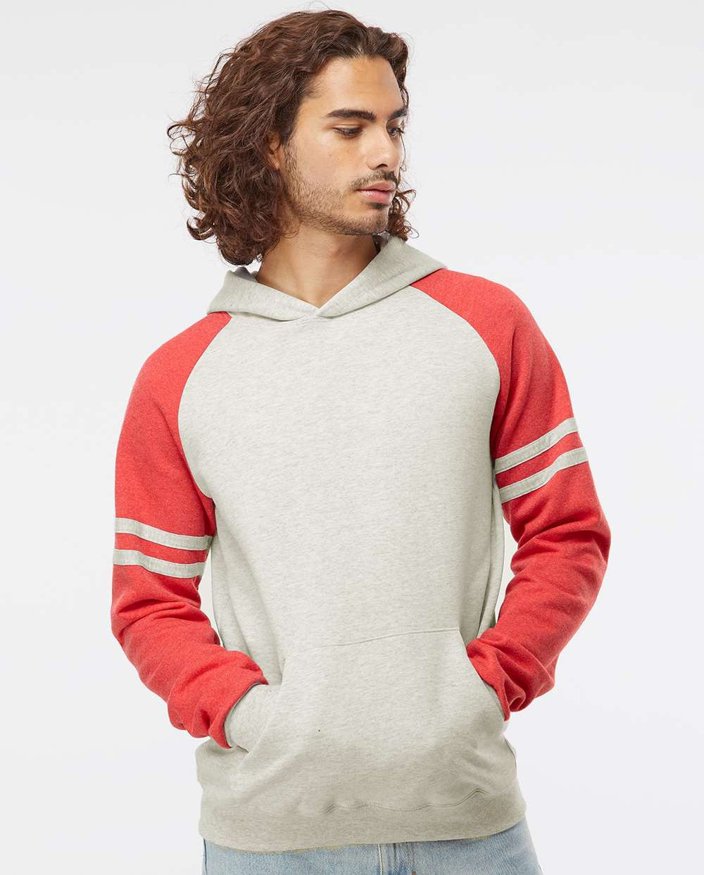 no-logo Jerzees Nublend® Varsity Colorblocked Raglan Hooded Sweatshirt-Fleece-JERZEES-Thread Logic