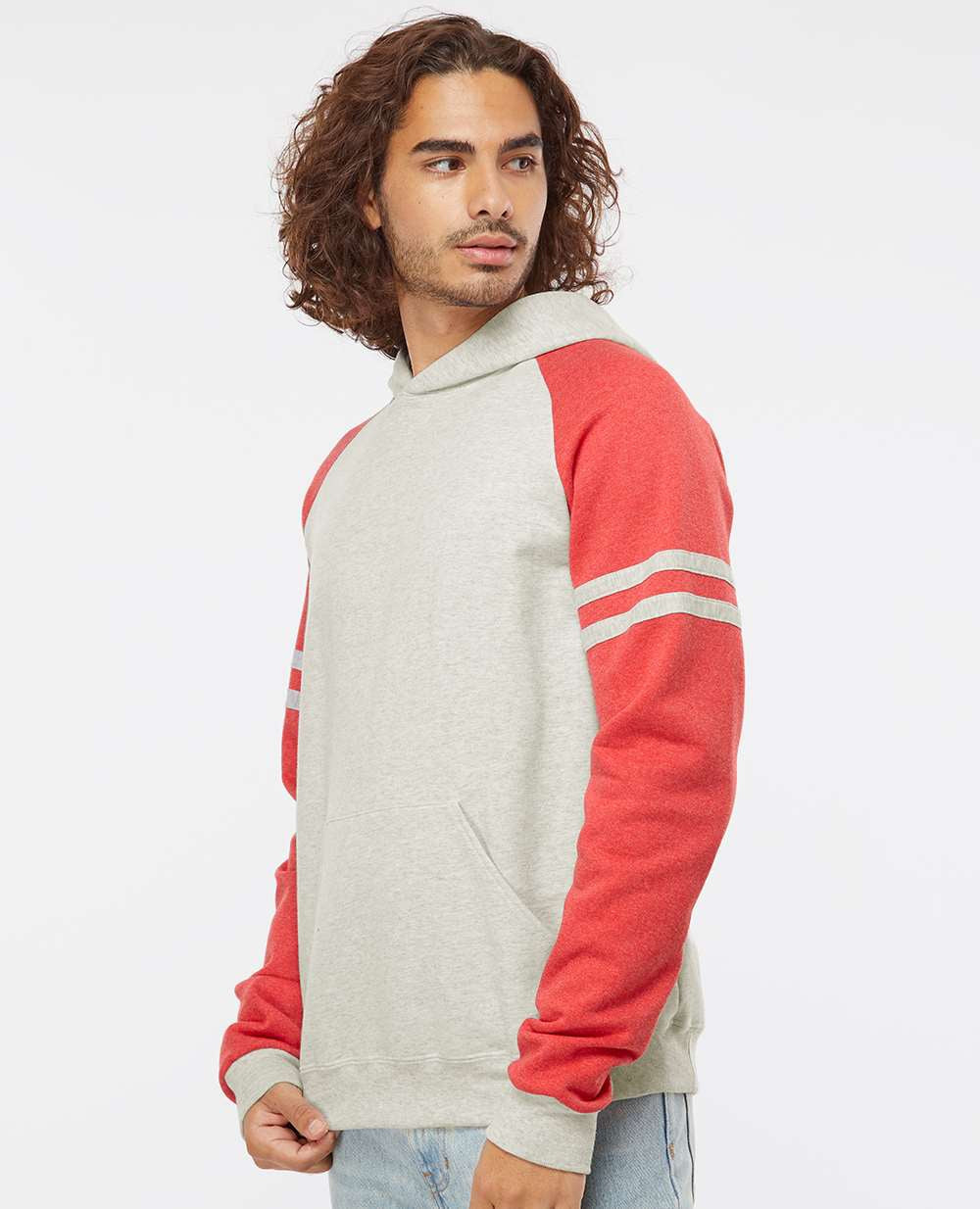 no-logo Jerzees Nublend® Varsity Colorblocked Raglan Hooded Sweatshirt-Fleece-JERZEES-Thread Logic