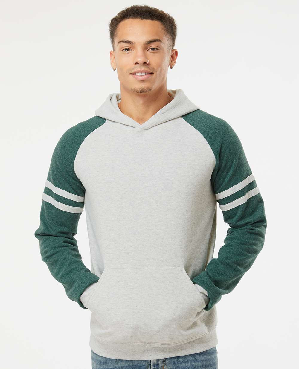 no-logo Jerzees Nublend® Varsity Colorblocked Raglan Hooded Sweatshirt-Fleece-JERZEES-Thread Logic