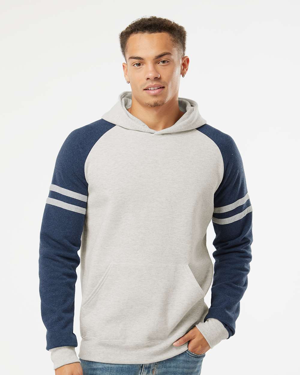 no-logo Jerzees Nublend® Varsity Colorblocked Raglan Hooded Sweatshirt-Fleece-JERZEES-Thread Logic