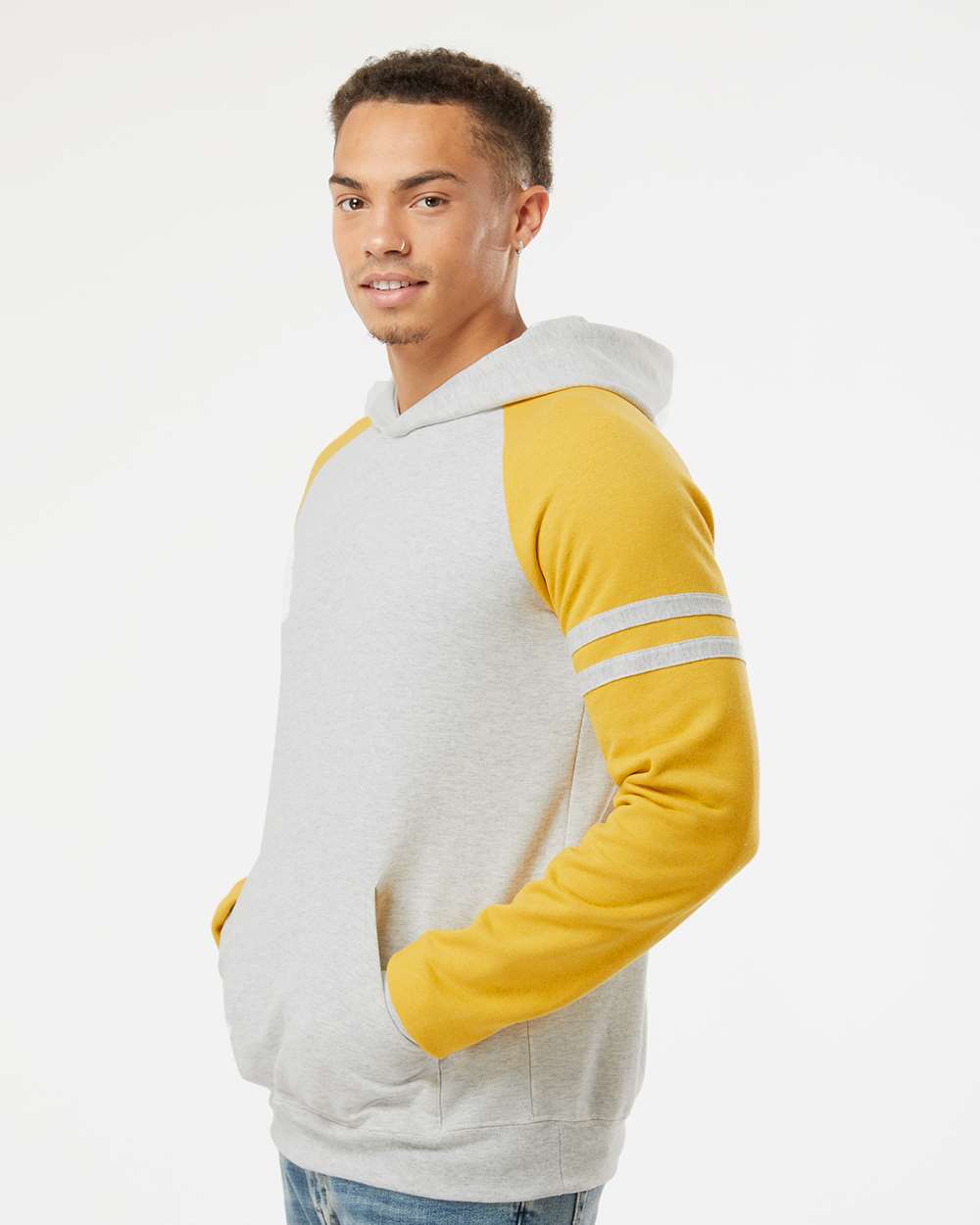 no-logo Jerzees Nublend® Varsity Colorblocked Raglan Hooded Sweatshirt-Fleece-JERZEES-Thread Logic
