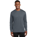 no-logo CLOSEOUT - Sport-Tek Dri-Mesh Long Sleeve T-Shirt-Sport-Tek-Steel-S-Thread Logic