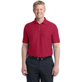 no-logo CLOSEOUT - Port Authority Horizontal Texture Polo-Port Authority-Rich Red-XS-Thread Logic