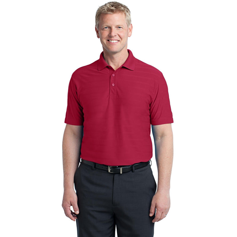 no-logo CLOSEOUT - Port Authority Horizontal Texture Polo-Port Authority-Rich Red-XS-Thread Logic