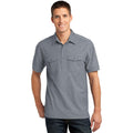 no-logo CLOSEOUT - Port Authority Oxford Pique Double Pocket Polo-Port Authority-Monument Grey/White-L-Thread Logic