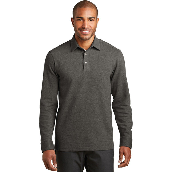 no-logo CLOSEOUT - Port Authority Interlock Polo Cover-Up-Port Authority-Charcoal Heather/Medium Heather Grey-XS-Thread Logic