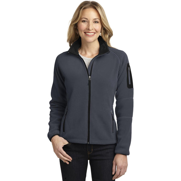 no-logo CLOSEOUT - Port Authority Ladies Enhanced Value Fleece Full-Zip Jacket-Port Authority-Battleship Grey/Black-XS-Thread Logic