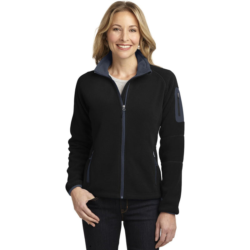 no-logo CLOSEOUT - Port Authority Ladies Enhanced Value Fleece Full-Zip Jacket-Port Authority-Black/Battleship Grey-XS-Thread Logic