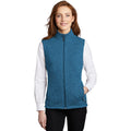 no-logo CLOSEOUT - Port Authority Ladies Sweater Fleece Vest-Port Authority-Medium Blue Heather-XL-Thread Logic