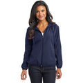 no-logo CLOSEOUT - Port Authority &reg; Ladies Hooded Essential Jacket-Port Authority-True Navy-XS-Thread Logic