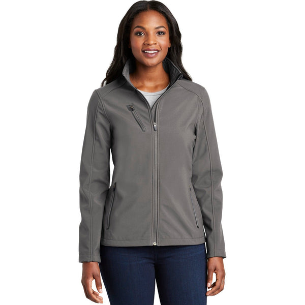 no-logo CLOSEOUT - Port Authority Ladies Welded Soft Shell Jacket-Port Authority-Deep Smoke-M-Thread Logic