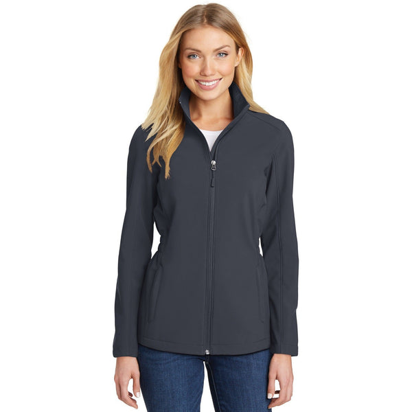 no-logo CLOSEOUT - Port Authority Ladies Cinch-Waist Soft Shell Jacket-Port Authority-Battleship Grey-XL-Thread Logic