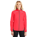 no-logo CLOSEOUT - Port Authority Ladies Zephyr Reflective Hit Full-Zip Jacket-Port Authority-Hot Coral/Grey Steel-S-Thread Logic