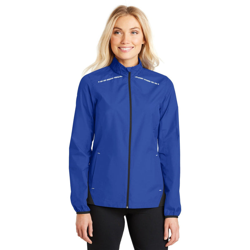 no-logo CLOSEOUT - Port Authority Ladies Zephyr Reflective Hit Full-Zip Jacket-Port Authority-True Royal/Deep Black-XL-Thread Logic