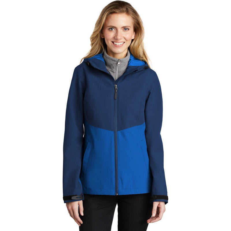 no-logo CLOSEOUT - Port Authority Ladies Tech Rain Jacket-Port Authority-Estate Blue/Cobalt Blue-L-Thread Logic