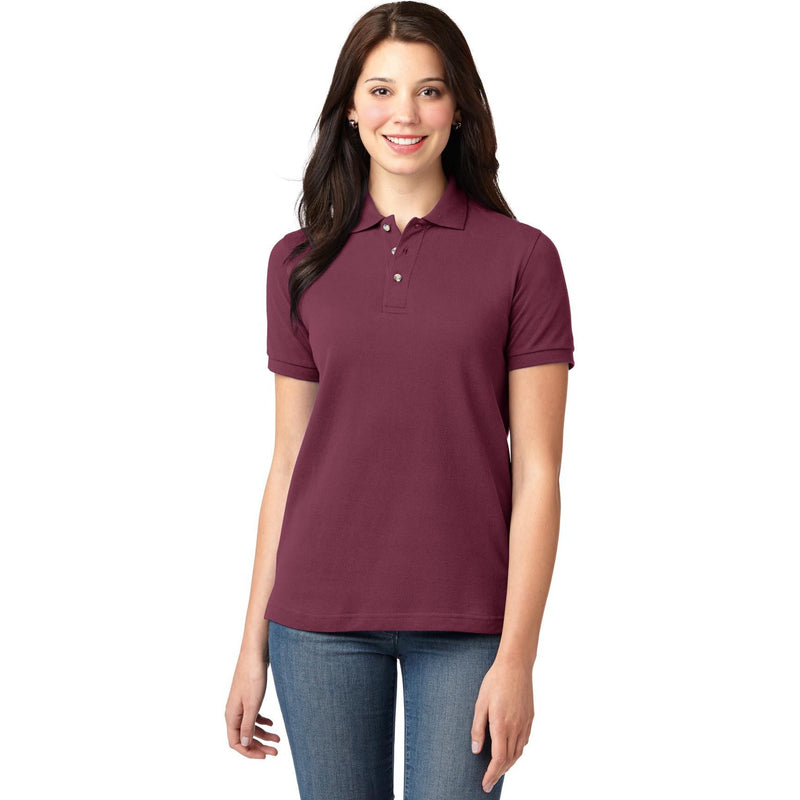 no-logo CLOSEOUT - Port Authority Ladies Heavyweight Cotton Pique Polo-Port Authority-Burgundy-XS-Thread Logic