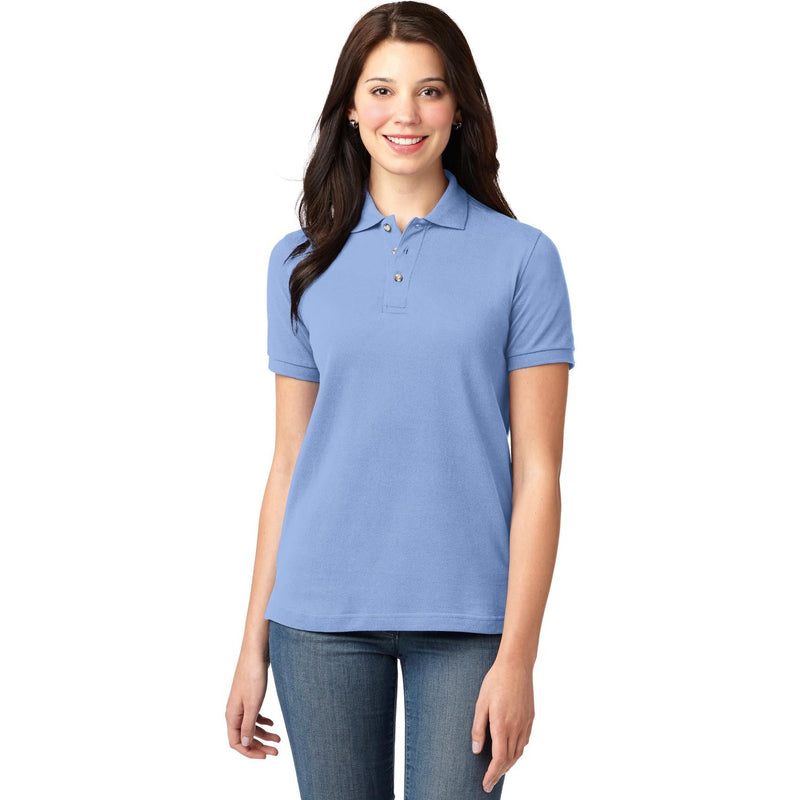 no-logo CLOSEOUT - Port Authority Ladies Heavyweight Cotton Pique Polo-Port Authority-Light Blue-XL-Thread Logic