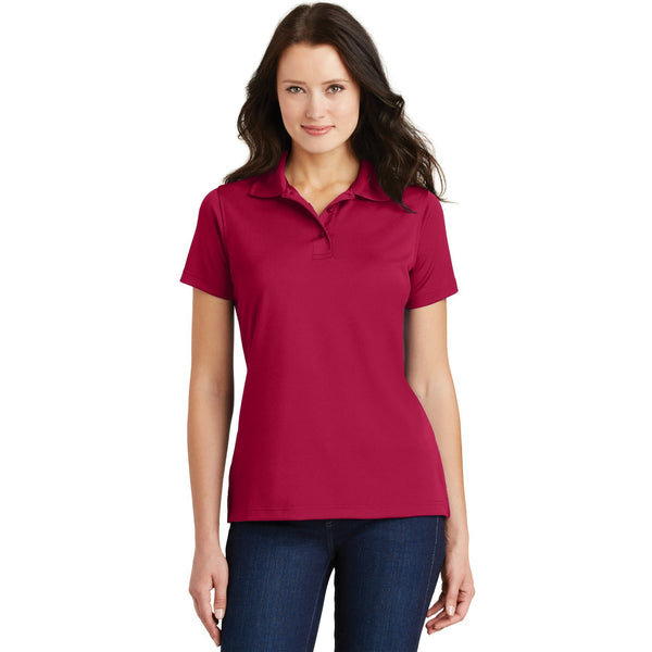 no-logo CLOSEOUT - Port Authority Ladies Poly-Charcoal Blend Pique Polo-Port Authority-Red-M-Thread Logic