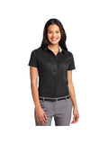 no-logo Port Authority Ladies Short Sleeve Easy Care Shirt-Port Authority-Black/Light Stone-XS-Thread Logic