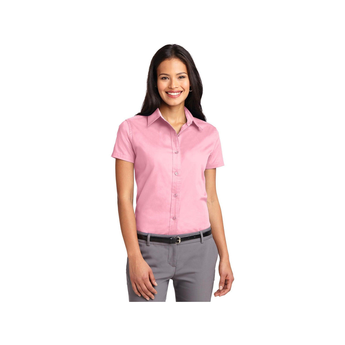 no-logo Port Authority Ladies Short Sleeve Easy Care Shirt-Port Authority-Light Pink-XS-Thread Logic