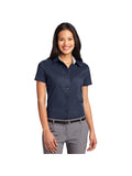 no-logo Port Authority Ladies Short Sleeve Easy Care Shirt-Port Authority-Navy/Light Stone-XS-Thread Logic