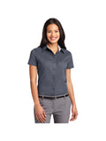 no-logo Port Authority Ladies Short Sleeve Easy Care Shirt-Port Authority-Steel Grey/Light Stone-XS-Thread Logic
