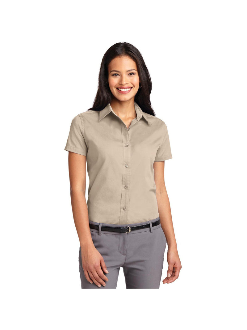 no-logo Port Authority Ladies Short Sleeve Easy Care Shirt-Port Authority-Stone-XS-Thread Logic
