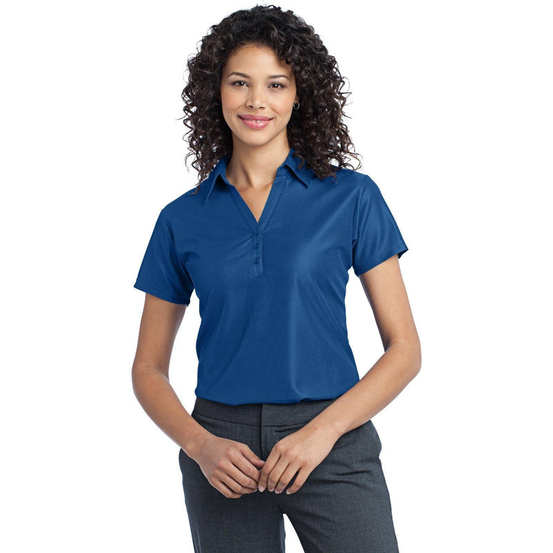 no-logo CLOSEOUT - Port Authority Ladies Vertical Pique Polo-Port Authority-Blue Jewel-XS-Thread Logic