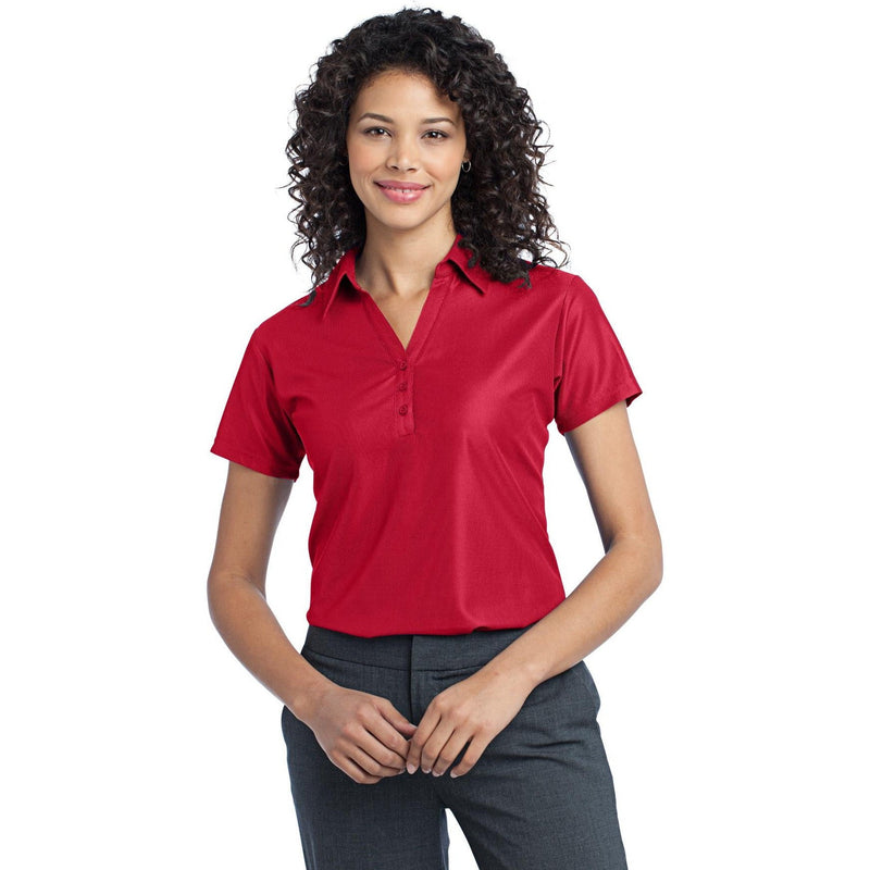 no-logo CLOSEOUT - Port Authority Ladies Vertical Pique Polo-Port Authority-Classic Red-XS-Thread Logic