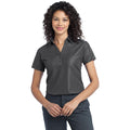 no-logo CLOSEOUT - Port Authority Ladies Vertical Pique Polo-Port Authority-Shadow Grey-XS-Thread Logic