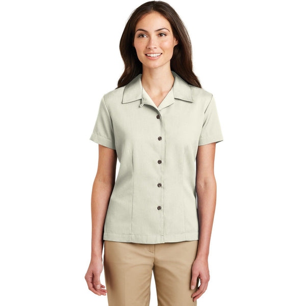 no-logo CLOSEOUT - Port Authority Ladies Easy Care Camp Shirt-Port Authority-Ivory-XL-Thread Logic