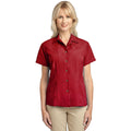 no-logo CLOSEOUT - Port Authority Ladies Patterned Easy Care Camp Shirt-Port Authority-Persian Red-L-Thread Logic