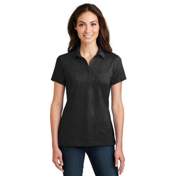 no-logo CLOSEOUT - Port Authority Ladies Meridian Cotton Blend Polo-Port Authority-Black-XS-Thread Logic