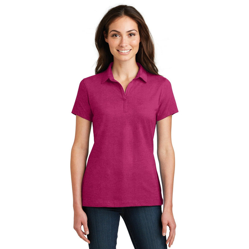 no-logo CLOSEOUT - Port Authority Ladies Meridian Cotton Blend Polo-Port Authority-Pink Azalea-XS-Thread Logic