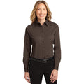 no-logo CLOSEOUT - Port Authority Ladies Long Sleeve Easy Care Shirt-Port Authority-Coffee Bean/Light Stone-S-Thread Logic