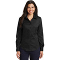 no-logo CLOSEOUT - Port Authority Ladies Non-Iron Twill Shirt-Port Authority-Black-XS-Thread Logic