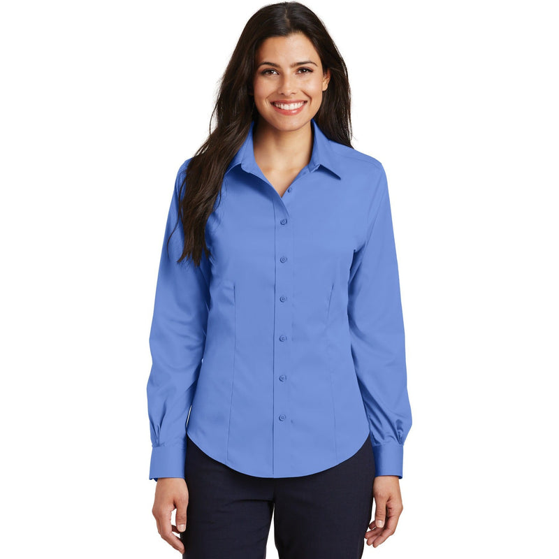 no-logo CLOSEOUT - Port Authority Ladies Non-Iron Twill Shirt-Port Authority-Ultramarine Blue-XS-Thread Logic