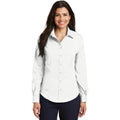 no-logo CLOSEOUT - Port Authority Ladies Non-Iron Twill Shirt-Port Authority-White-XS-Thread Logic