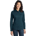 no-logo CLOSEOUT - Port Authority Ladies Stain-Release Roll Sleeve Twill Shirt-Port Authority-Ultra Blue-S-Thread Logic