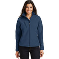 no-logo CLOSEOUT - Port Authority Ladies Textured Soft Shell Jacket-Port Authority-Insignia Blue-S-Thread Logic
