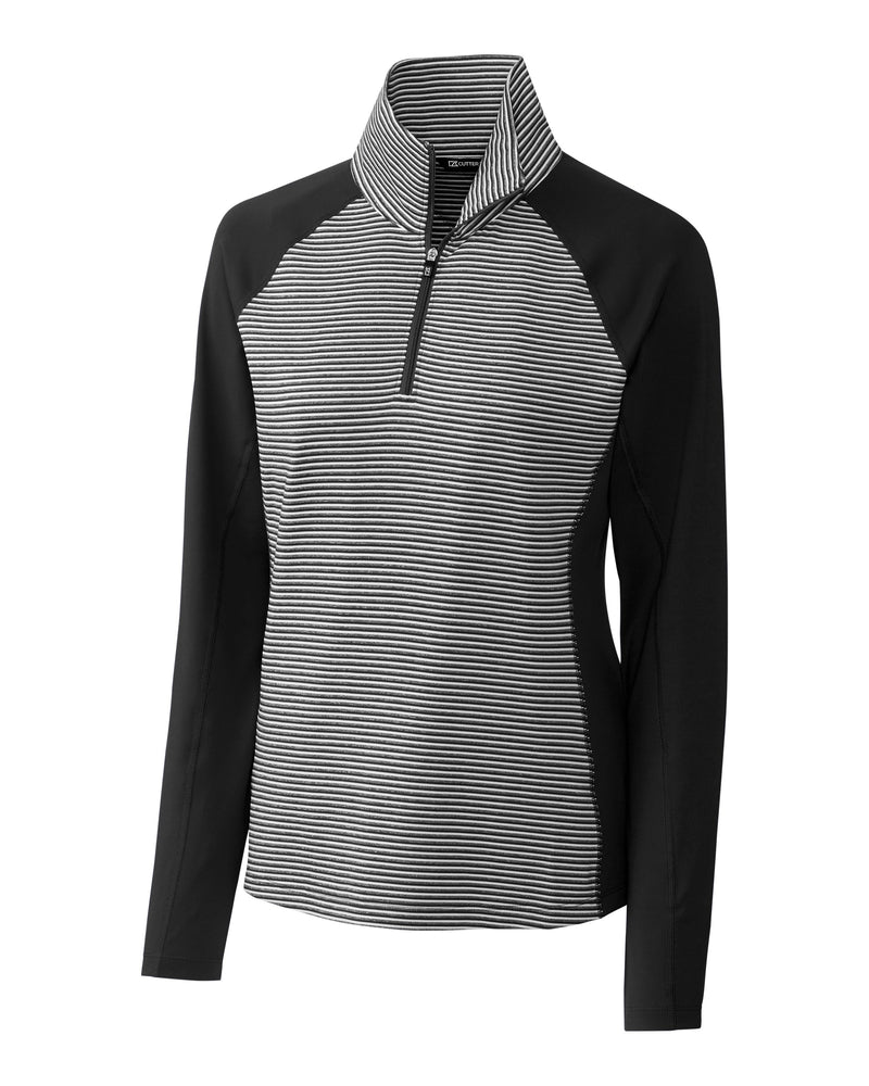 Cutter & Buck Forge Tonal Stripe Stretch Half Zip Ladies Top