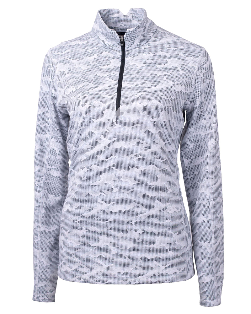 Cutter & Buck Traverse Camo Print Stretch Quarter Zip Ladies Pullover