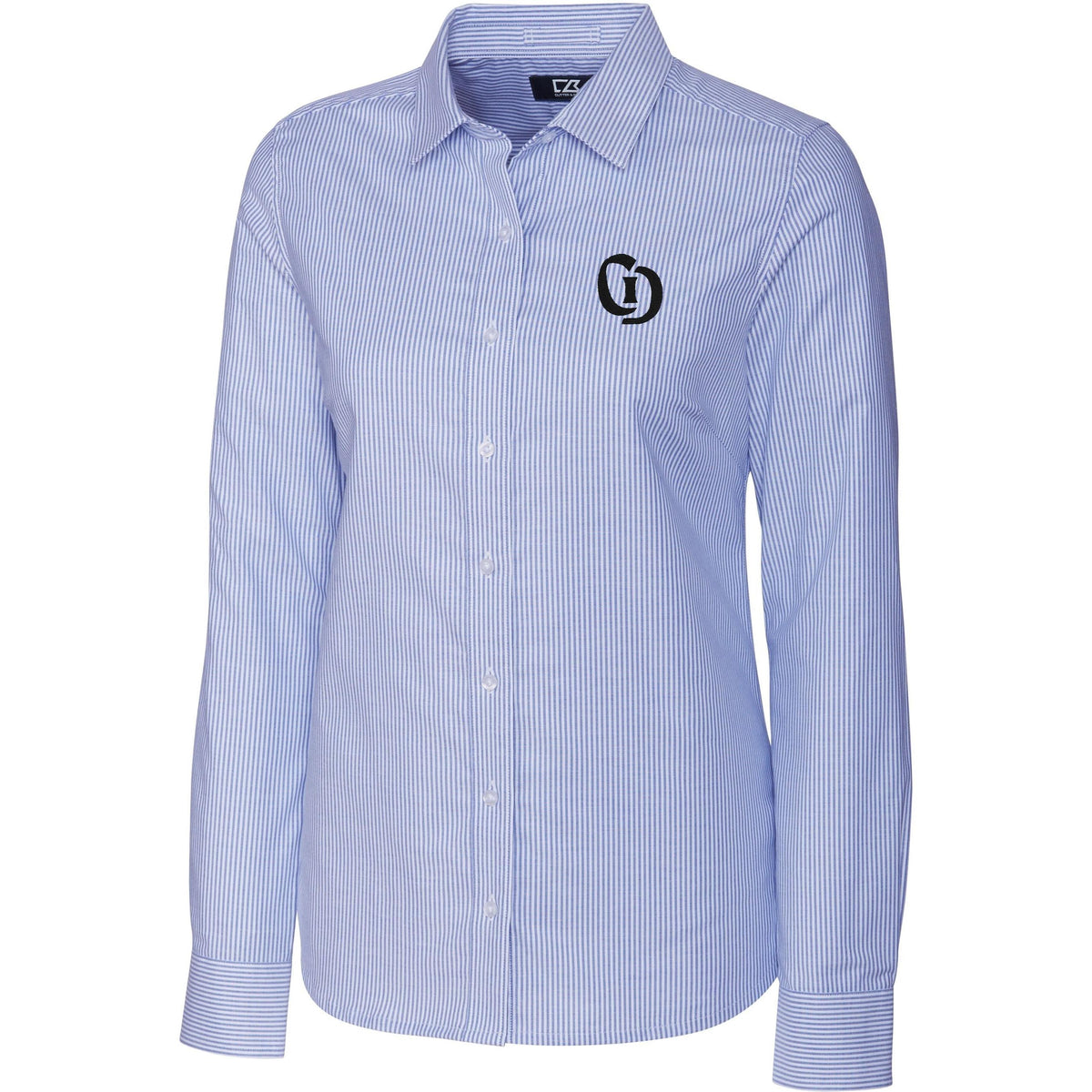 no-logo Cutter & Buck Women's Long Sleeve Stretch Oxford Stripe-Dress Shirts-Cutter&Buck-Thread Logic