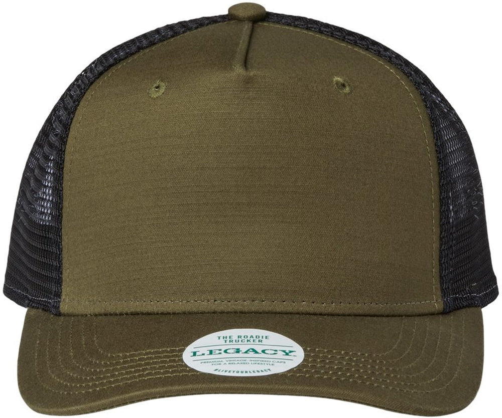 LEGACY Five-Panel Trucker Cap-Apparel-LEGACY-Olive Slub/ Black-Adjustable-Thread Logic 