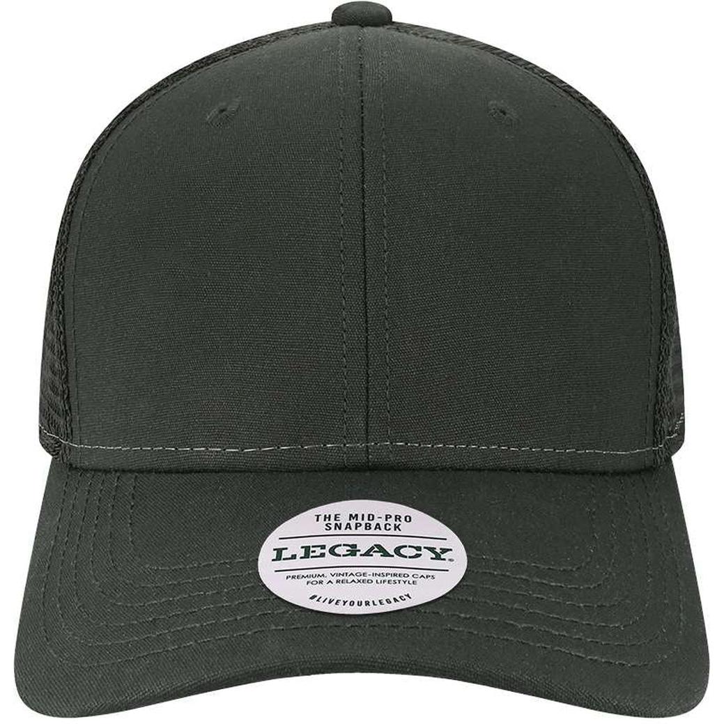 no-logo LEGACY Mid-Pro Snapback Trucker Cap-Apparel-LEGACY-Black/ Black-Adjustable-Thread Logic 