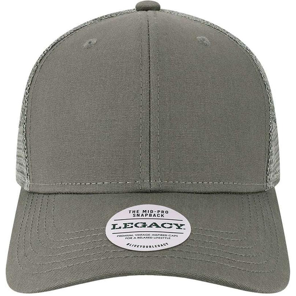 no-logo LEGACY Mid-Pro Snapback Trucker Cap-Apparel-LEGACY-Dark Grey/ Dark Grey-Adjustable-Thread Logic 