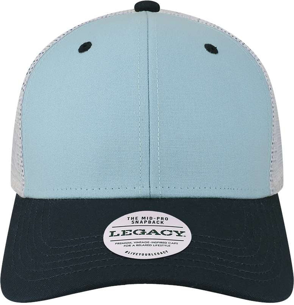 LEGACY Mid-Pro Snapback Trucker Cap-Apparel-LEGACY-Light Blue/ Navy/ White-Adjustable-Thread Logic 