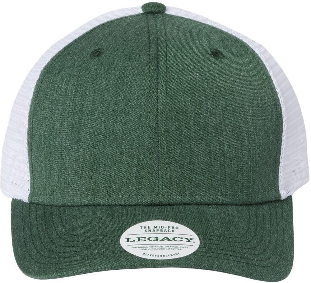 LEGACY Mid-Pro Snapback Trucker Cap-Apparel-LEGACY-Melange Dark Green/ White-Adjustable-Thread Logic 