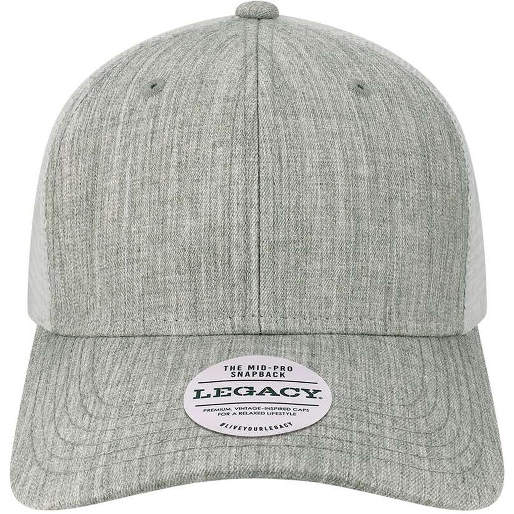 no-logo LEGACY Mid-Pro Snapback Trucker Cap-Apparel-LEGACY-Melange Grey/ White-Adjustable-Thread Logic 